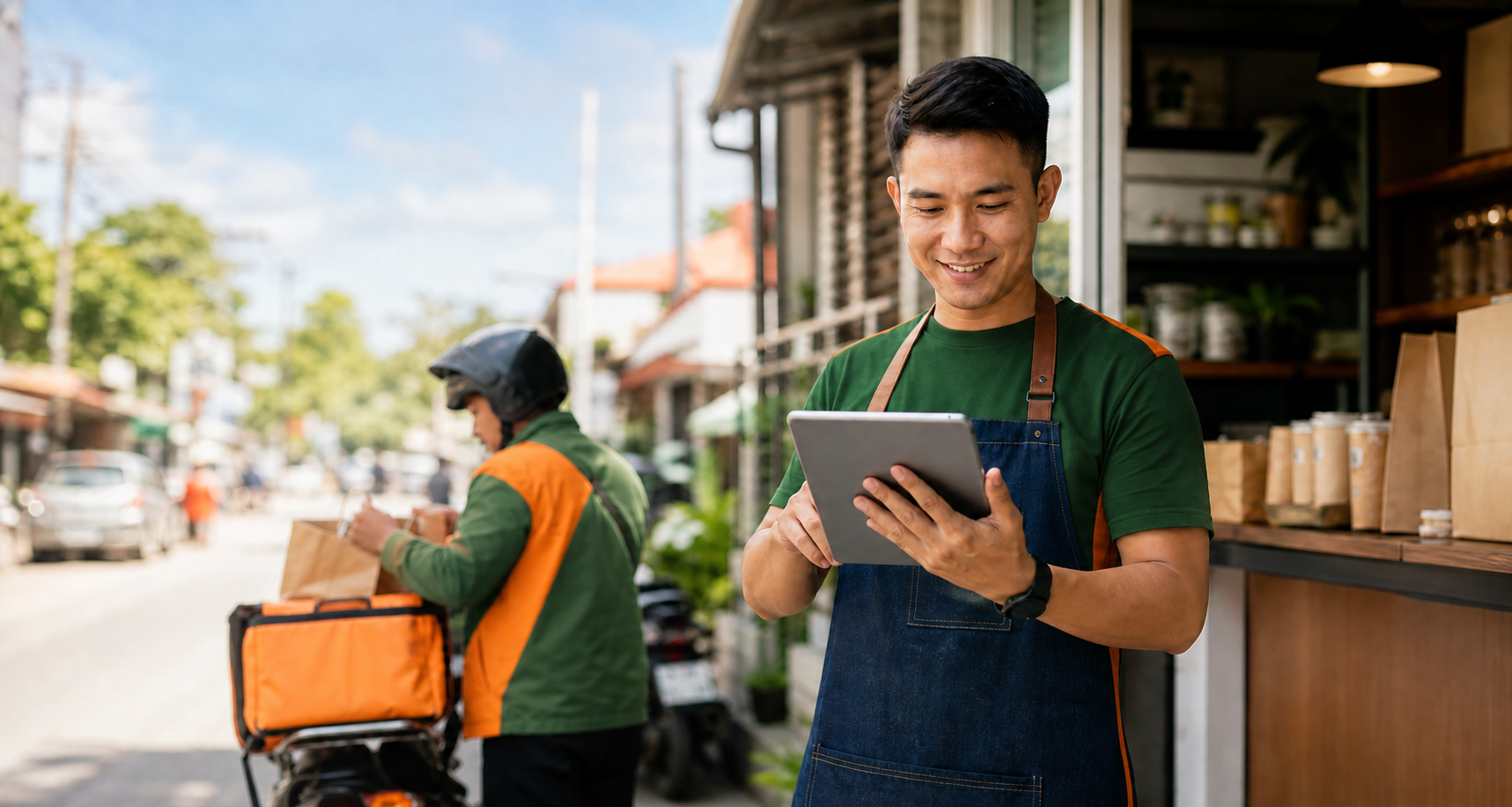Local merchant operator coordinating Ya! Pabili delivery and errand requests